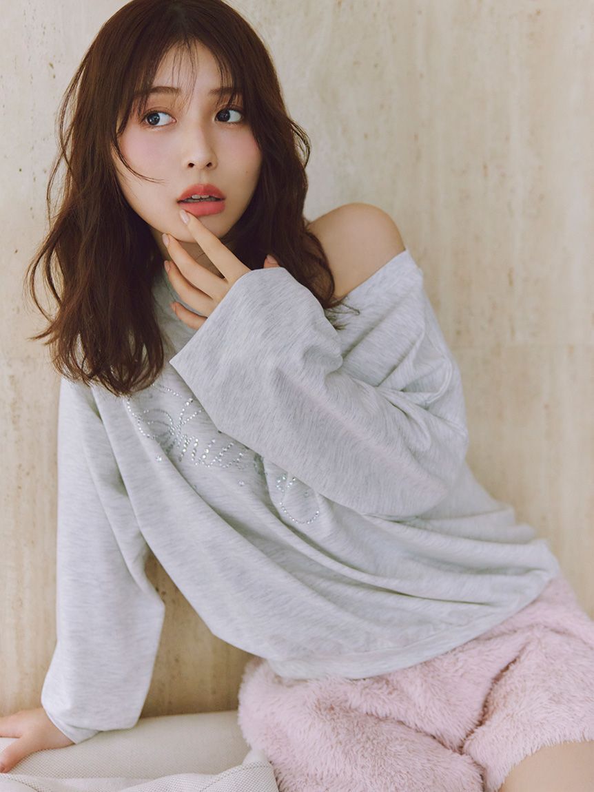 SNIDEL HOME「ホットフィックスロゴロングTシャツ」|ルームウェア|