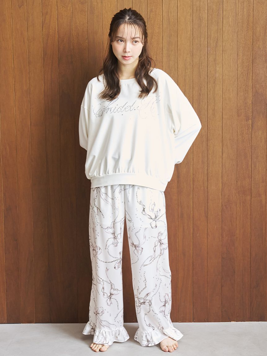 SNIDEL HOME「ホットフィックスロゴロングTシャツ」|ルームウェア|