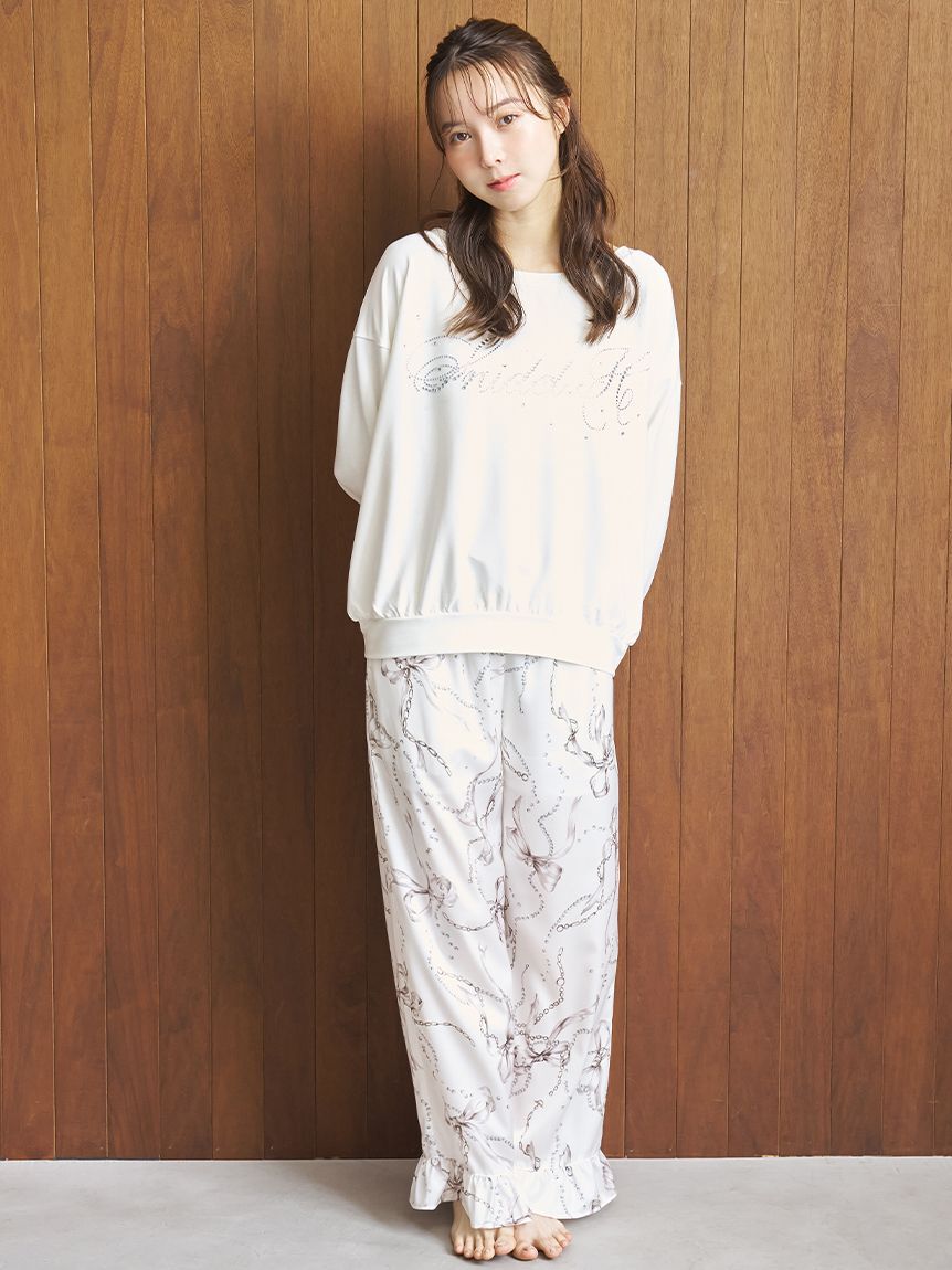 SNIDEL HOME「ホットフィックスロゴロングTシャツ」|ルームウェア|