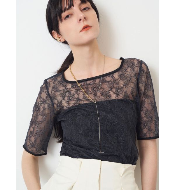 ELENDEEK「【yuumi&times;ELENDEEK】LACE TRIM CS」|Tシャツ・カットソー|ブラック