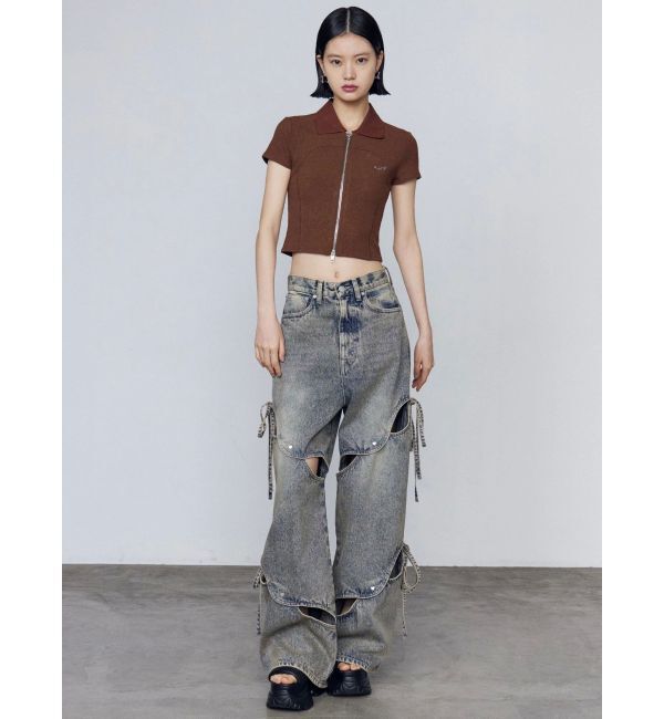 EMODA「リブカッティングショートスリーブトップ」|Tシャツ・カットソー|