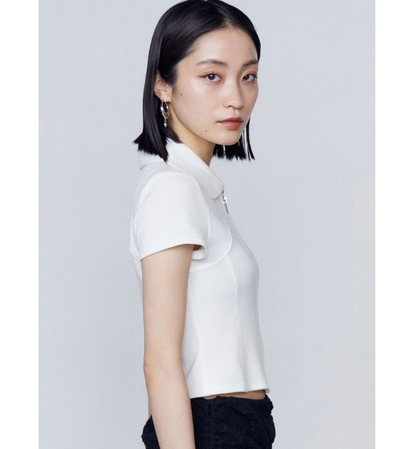 EMODA「リブカッティングショートスリーブトップ」|Tシャツ・カットソー|