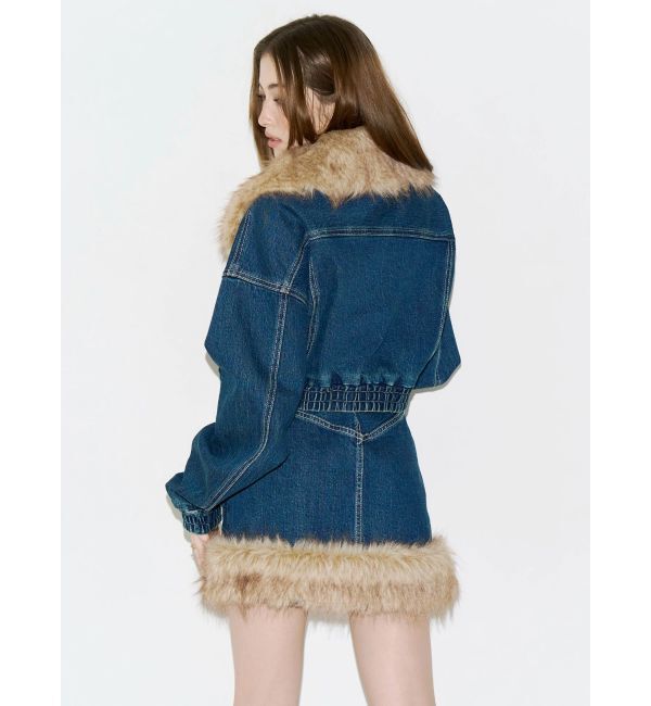 EVRIS「フェイクファードッキングデニムミニスカート【セットアップ着用可能】」|スカート|