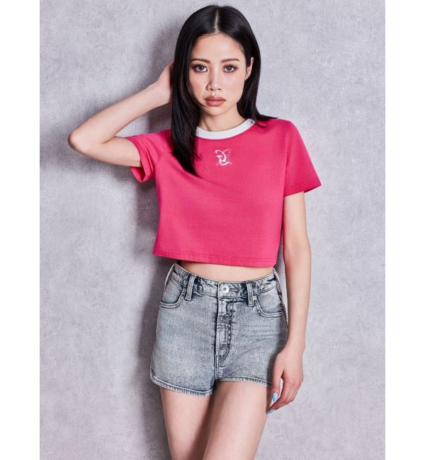 GYDA「Square gydaバイカラーショートTシャツ」|Tシャツ・カットソー|