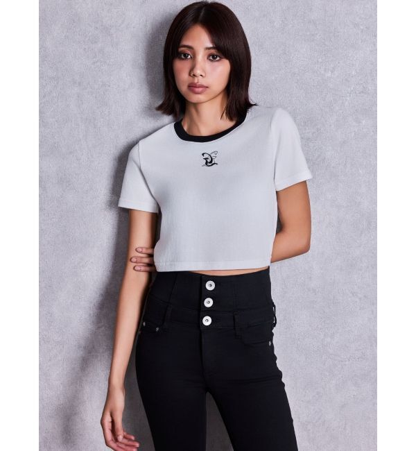 GYDA「Square gydaバイカラーショートTシャツ」|Tシャツ・カットソー|