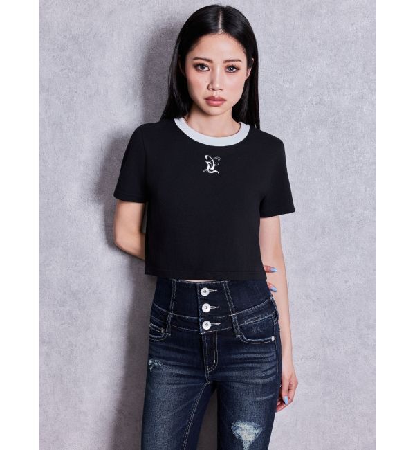GYDA「Square gydaバイカラーショートTシャツ」|Tシャツ・カットソー|