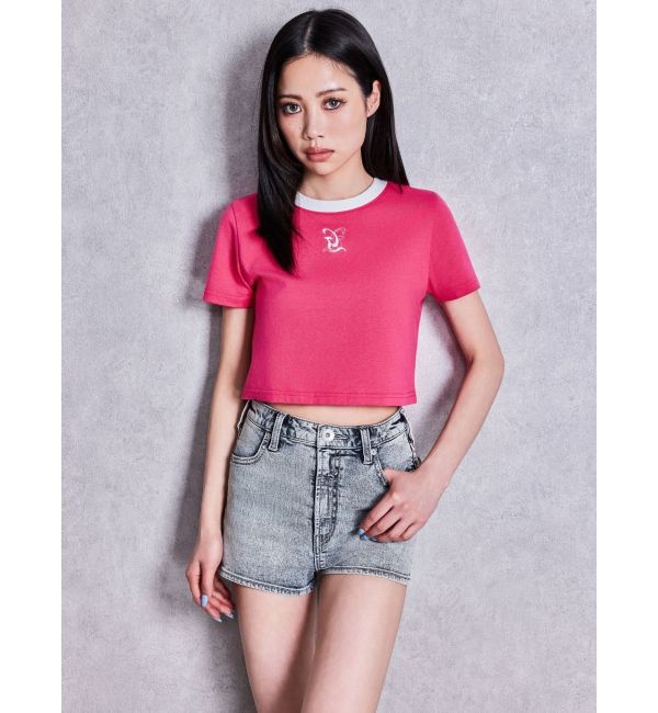 GYDA「Square gydaバイカラーショートTシャツ」|Tシャツ・カットソー|
