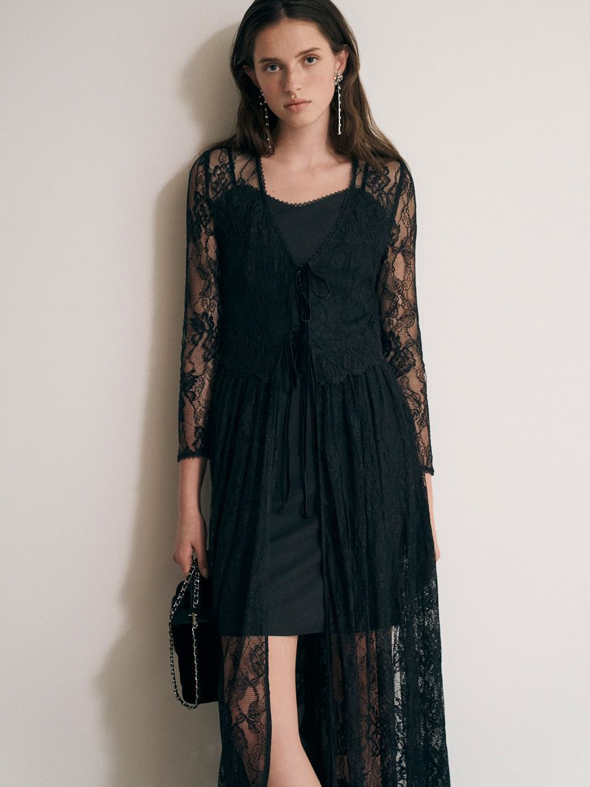 SNIDEL「メッシュレースガウンワンピース」|ワンピース|