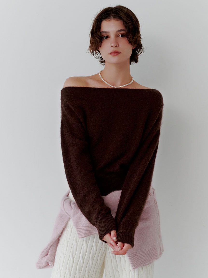SNIDEL「【HIGH QUALITY】ウールミンクオフショルプルオーバー」|Tシャツ・カットソー|
