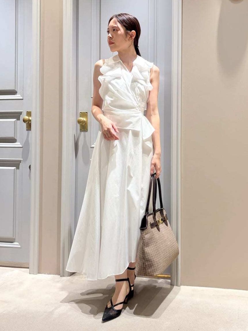 LILY BROWN「ラッフルフリルペプラムシャツワンピース」|ワンピース|WHT