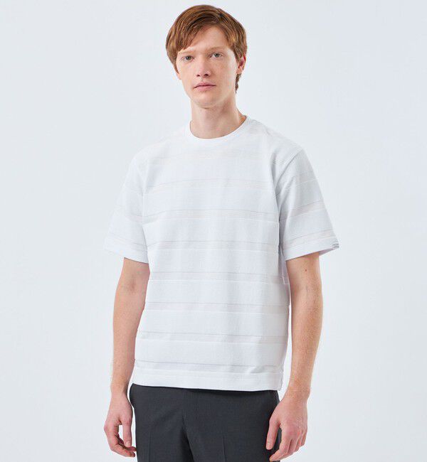 MACKINTOSH PHILOSOPHY「クルーネックTシャツ ポップコーンシャドーボーダー」|Tシャツ・カットソー|ホワイト