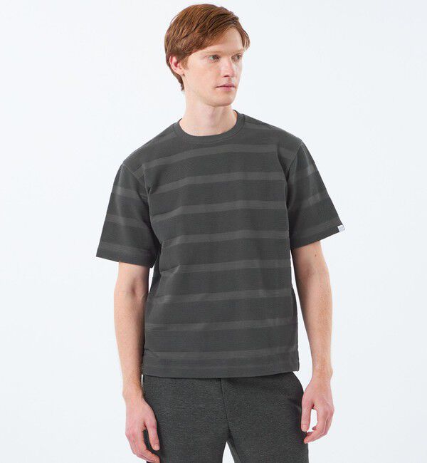 MACKINTOSH PHILOSOPHY「クルーネックTシャツ ポップコーンシャドーボーダー」|Tシャツ・カットソー|チャコールグレー2