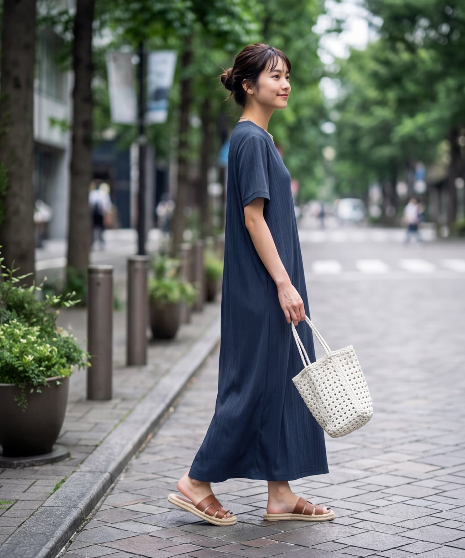 STYLE DELI「マイクロプリーツ落ち感Iラインワンピース」|ワンピース|