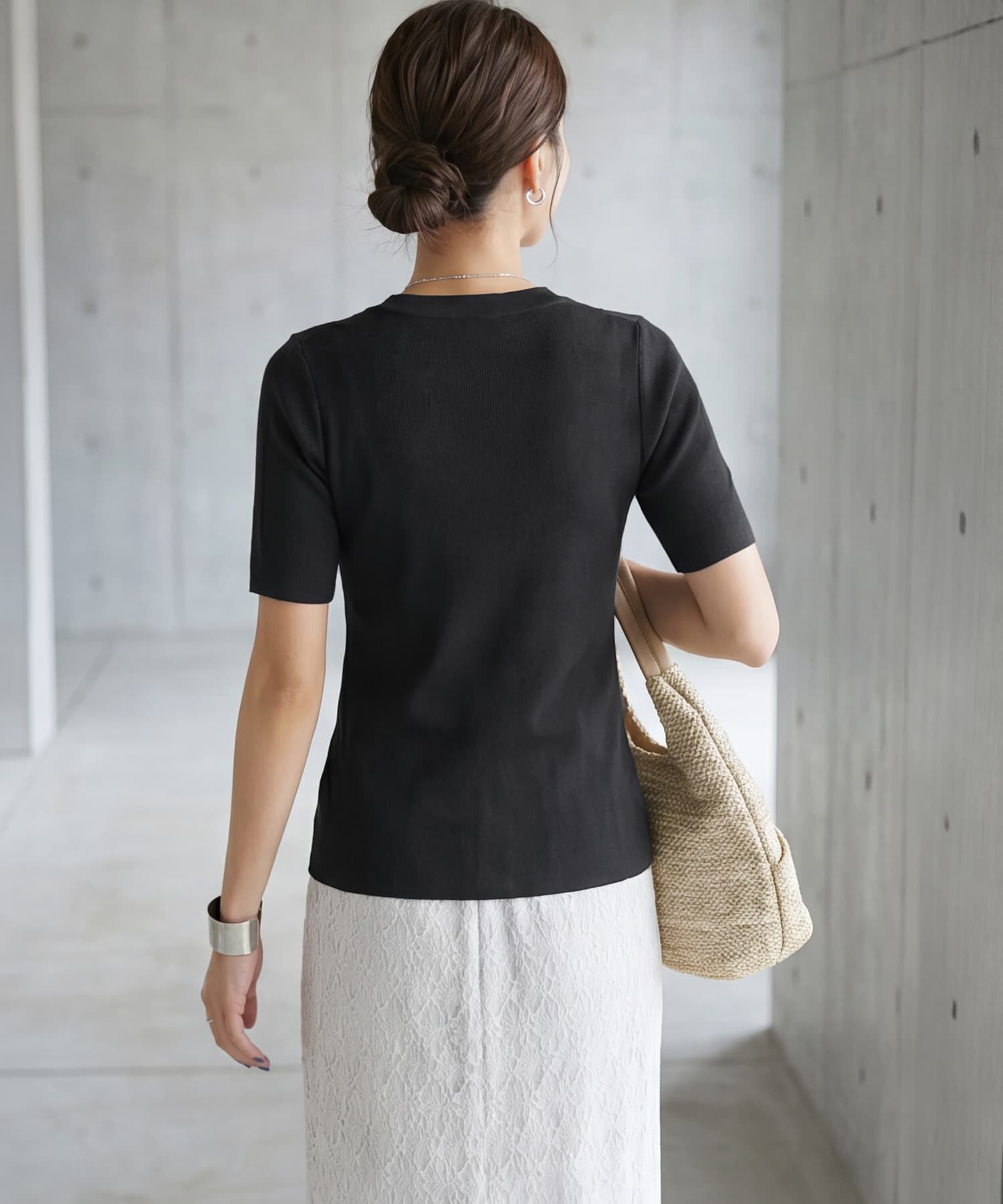 STYLE DELI「さらさら前ギャザー半袖ニットトップス」|Tシャツ・カットソー|