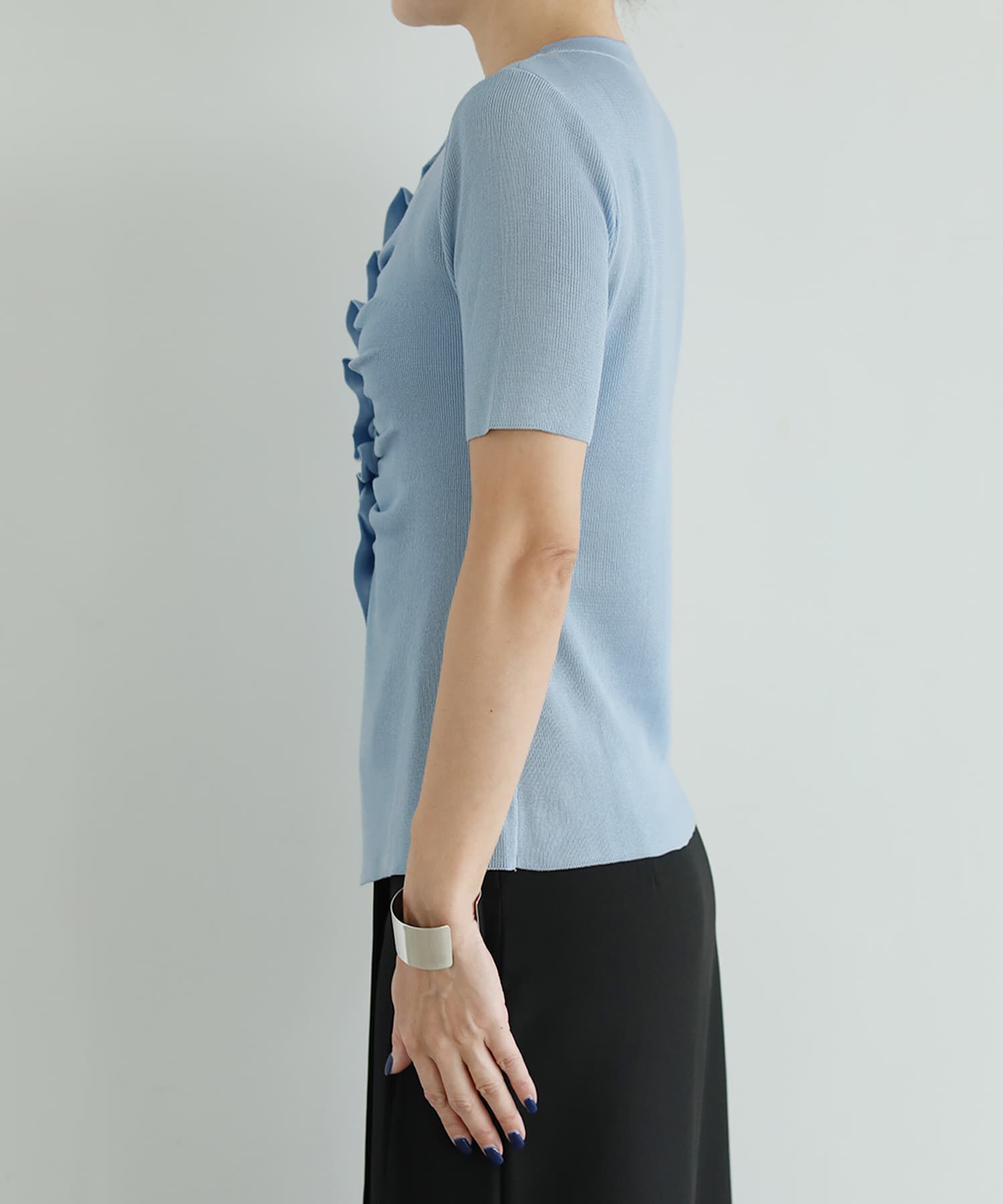 STYLE DELI「さらさら前ギャザー半袖ニットトップス」|Tシャツ・カットソー|
