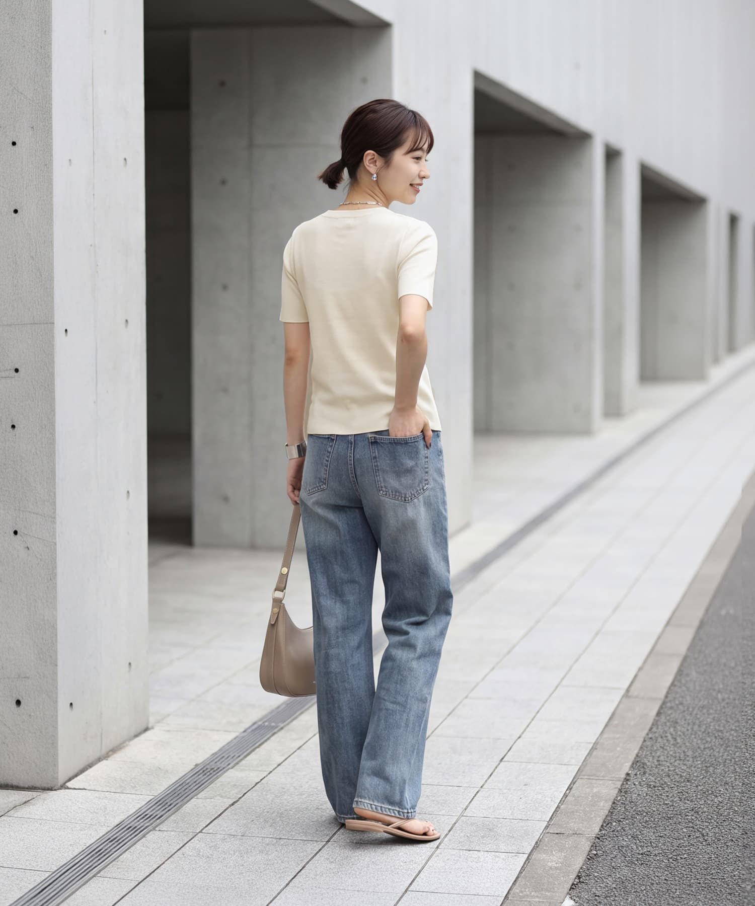 STYLE DELI「さらさら前ギャザー半袖ニットトップス」|Tシャツ・カットソー|