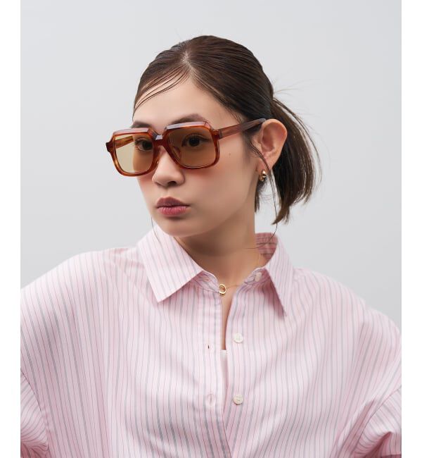  「SUNCUTGlasses/UV100%CUT ウェリントン型 サングラス | カラーレンズ 太縁フレーム  紫外線対策 UVカット」|サングラス|茶系デミ