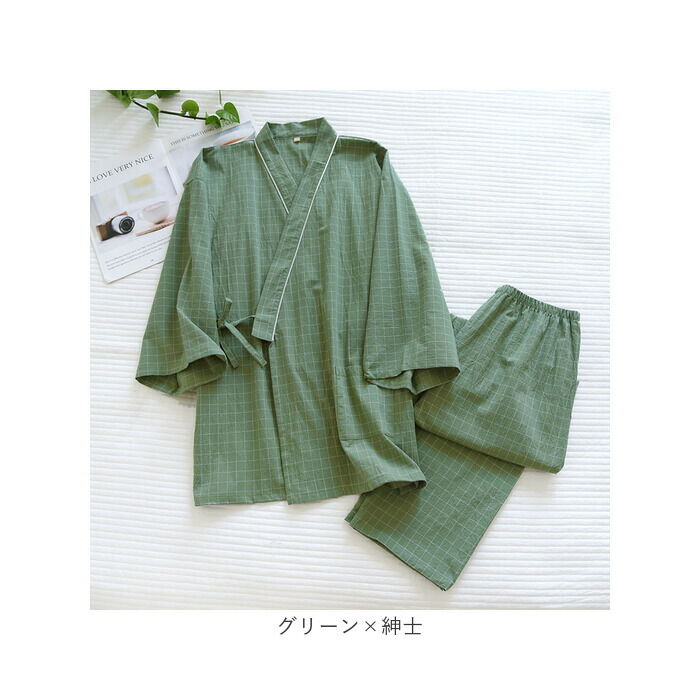 BACKYARD FAMILY「甚平 パジャマ セットアップ 和風 通販 長袖 ズボン コットン 寝間着 ペアパジャマ 部屋着」|ルームウェア|
