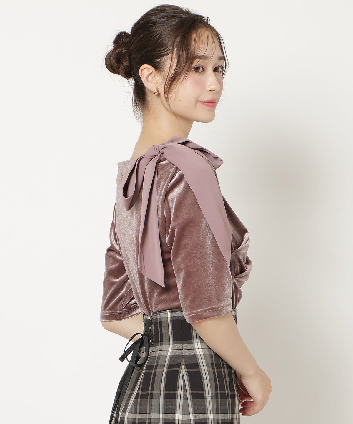 WILLSELECTION「ショルダーリボンベロアトップス」|Tシャツ・カットソー|