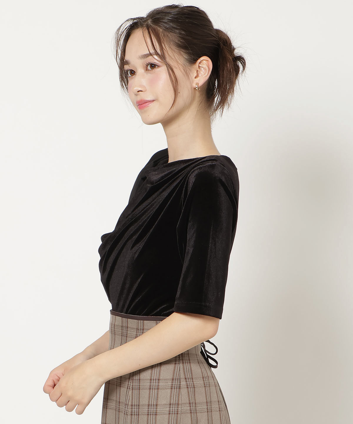 WILLSELECTION「ショルダーリボンベロアトップス」|Tシャツ・カットソー|