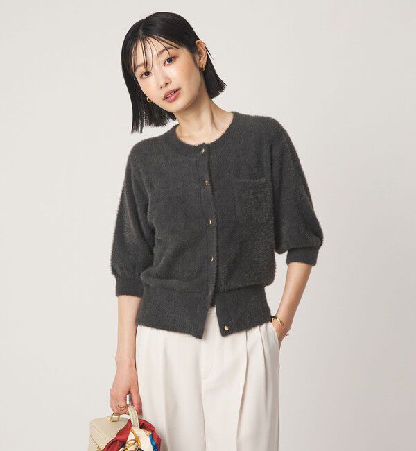UNITED ARROWS green label relaxing「フラッフフェザー ハーフスリーブ ニット カーディガン」|カーディガン|