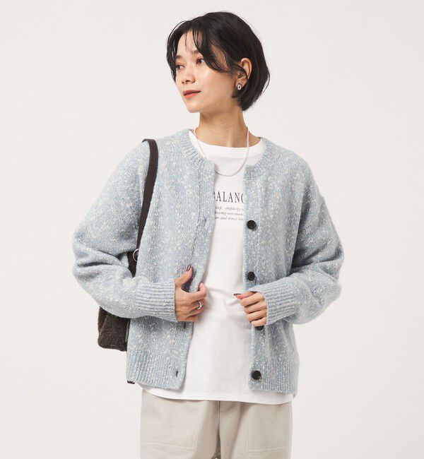 UNITED ARROWS green label relaxing「ミックスヤーン スキッパー カーディガン」|カーディガン|LT.BLUE