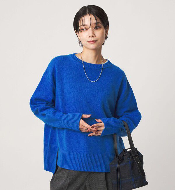 UNITED ARROWS green label relaxing「［size SHORTあり］SERENITY クルーネック プルオーバー ニット」|ニット・セーター|COBALT