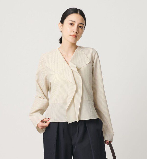BEAUTY&YOUTH UNITED ARROWS「ソリッド＆ストライプ ラッフル シャツブラウス ウォッシャブル」|シャツ・ブラウス|NATURAL