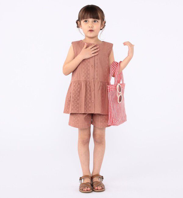 SHIPS KIDS「SHIPS KIDS:100～130cm / レース ペプラム ノースリーブ ブラウス」|シャツ・ブラウス|