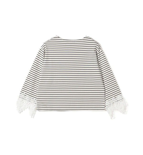 SHIPS Colors 「【WEB限定】〈手洗い可能〉ボーダー ポンチ レースカフス トップス◇」|Tシャツ・カットソー|