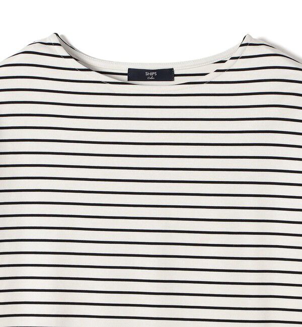 SHIPS Colors 「【WEB限定】〈手洗い可能〉ボーダー ポンチ レースカフス トップス◇」|Tシャツ・カットソー|