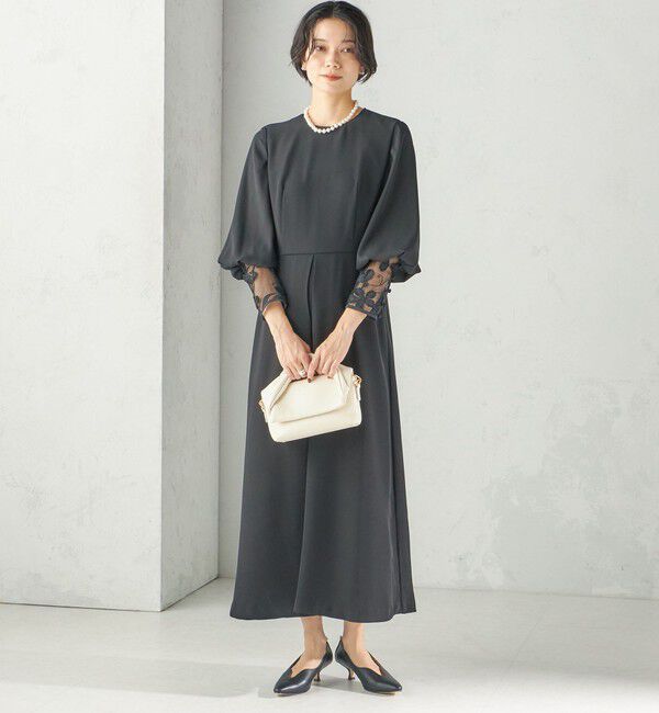 SHIPS for women「《予約》【SHIPS別注】kaene:〈洗濯機可能〉袖 レース フロント タック ワンピース（セレモニー対応可）」|ワンピース|