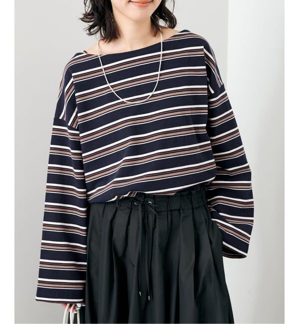 SLOBE IENA「マルチボーダーボートネックカットソー」|Tシャツ・カットソー|