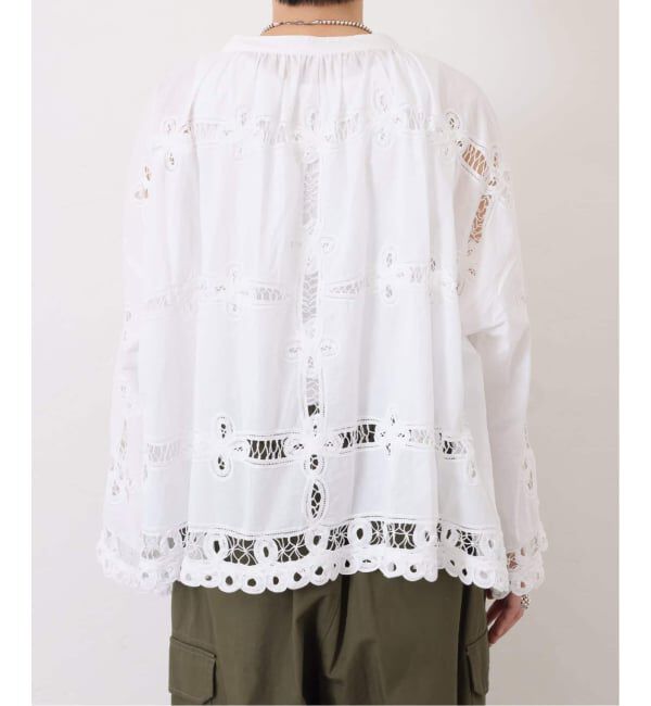 journal standard luxe「《追加》バテンレース スタンドカラーギャザーブラウス」|シャツ・ブラウス|