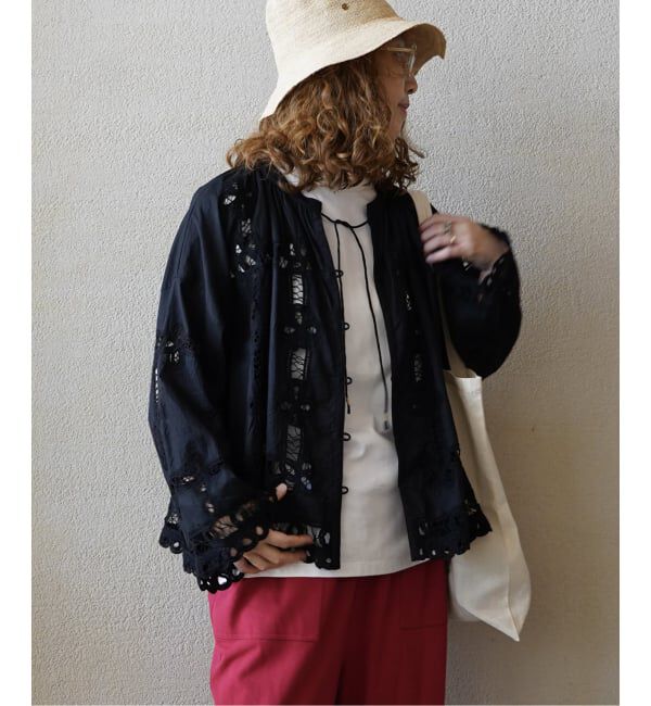 journal standard luxe「《追加》バテンレース スタンドカラーギャザーブラウス」|シャツ・ブラウス|