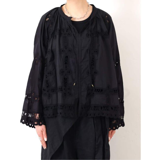 journal standard luxe「《追加》バテンレース スタンドカラーギャザーブラウス」|シャツ・ブラウス|