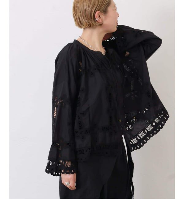 journal standard luxe「《追加》バテンレース スタンドカラーギャザーブラウス」|シャツ・ブラウス|