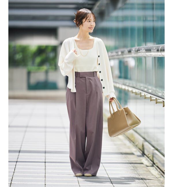 NOBLE「《追加・WEB限定カラーあり》エステルツイルストレッチスラックスパンツ」|スラックス|