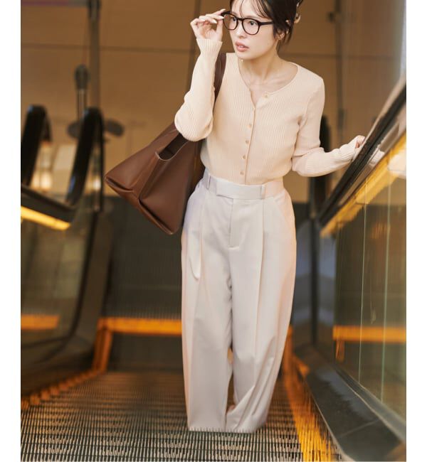 NOBLE「《追加・WEB限定カラーあり》エステルツイルストレッチスラックスパンツ」|スラックス|ナチュラル