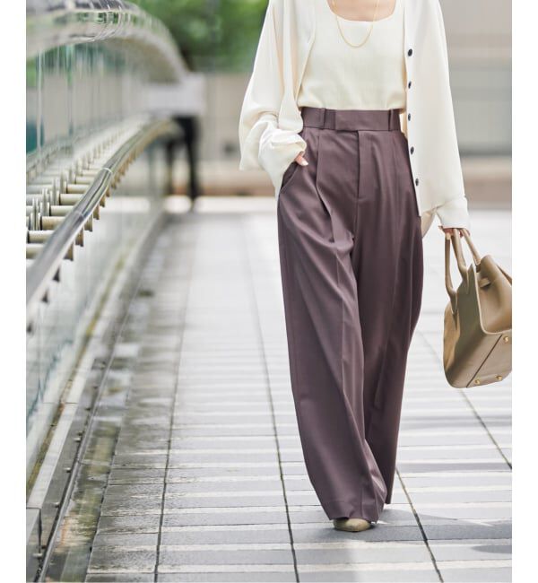 NOBLE「《追加・WEB限定カラーあり》エステルツイルストレッチスラックスパンツ」|スラックス|ブラウン A