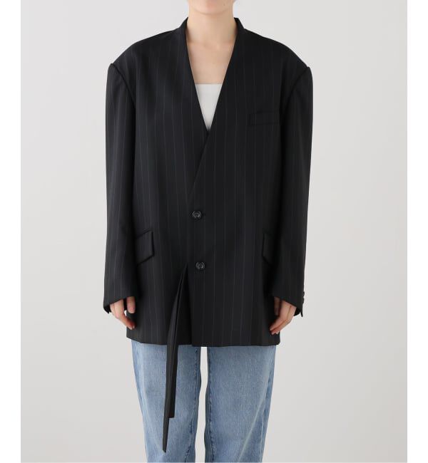 NOBLE「UJOH/ウジョー W Belt 2BS JKT」|ノーカラージャケット|