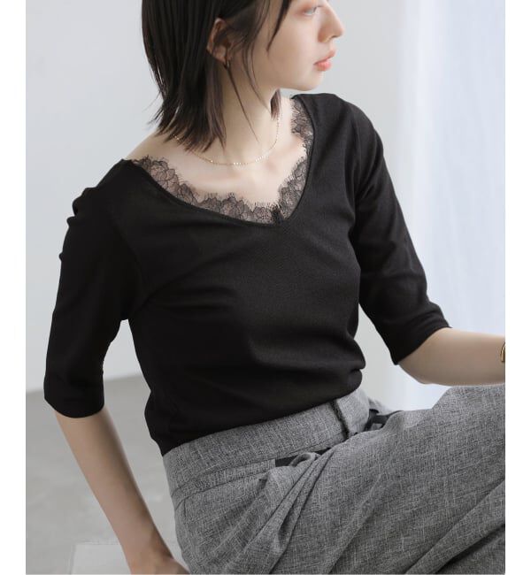  「【洗える】レース2WAYプルオーバー」|Tシャツ・カットソー|