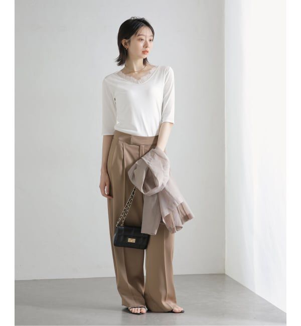  「【洗える】レース2WAYプルオーバー」|Tシャツ・カットソー|