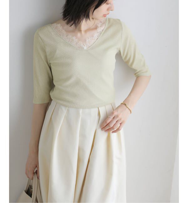  「【洗える】レース2WAYプルオーバー」|Tシャツ・カットソー|
