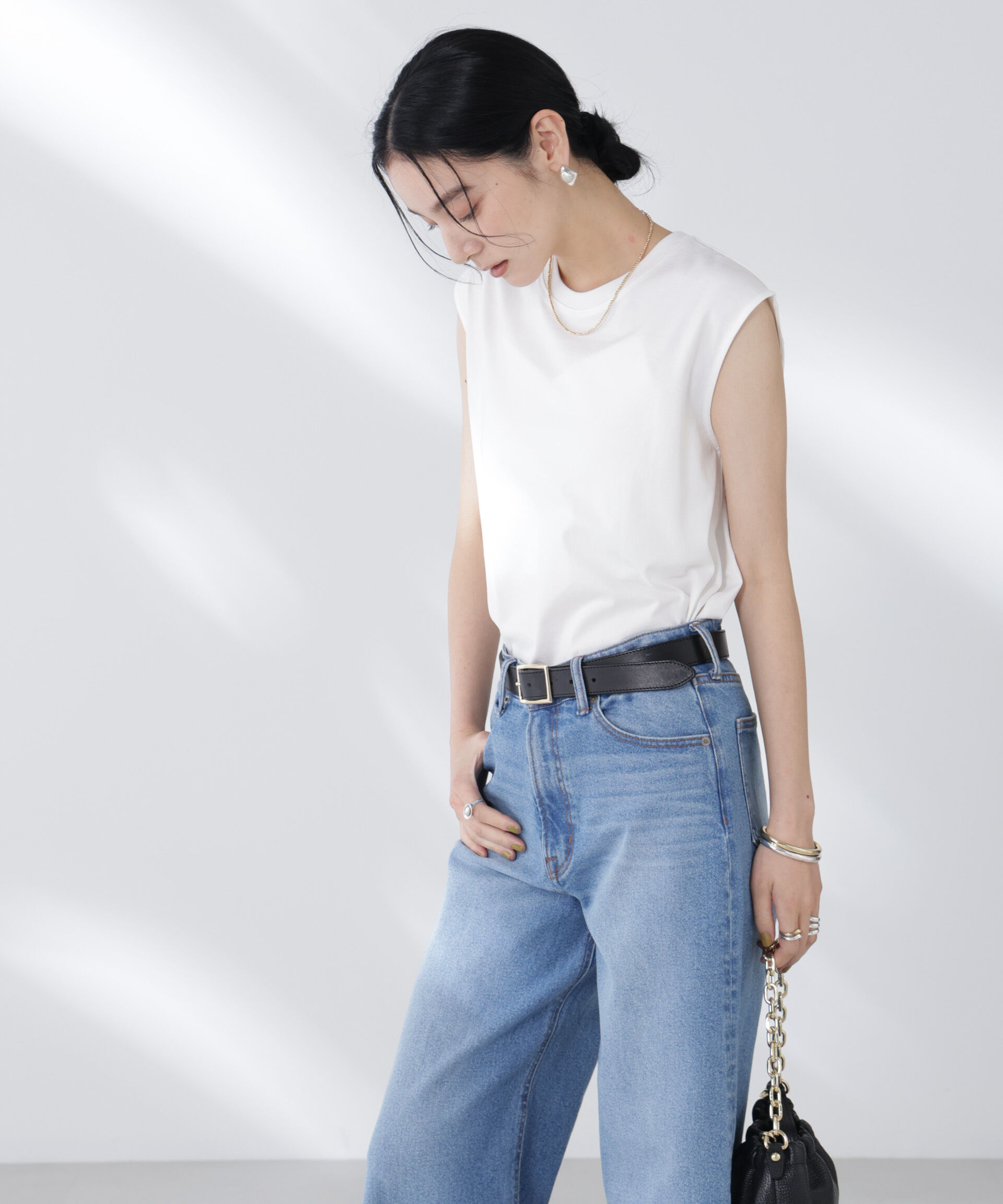 NANO universe「NANOFINE強撚コットンノースリーブトップス」|Tシャツ・カットソー|
