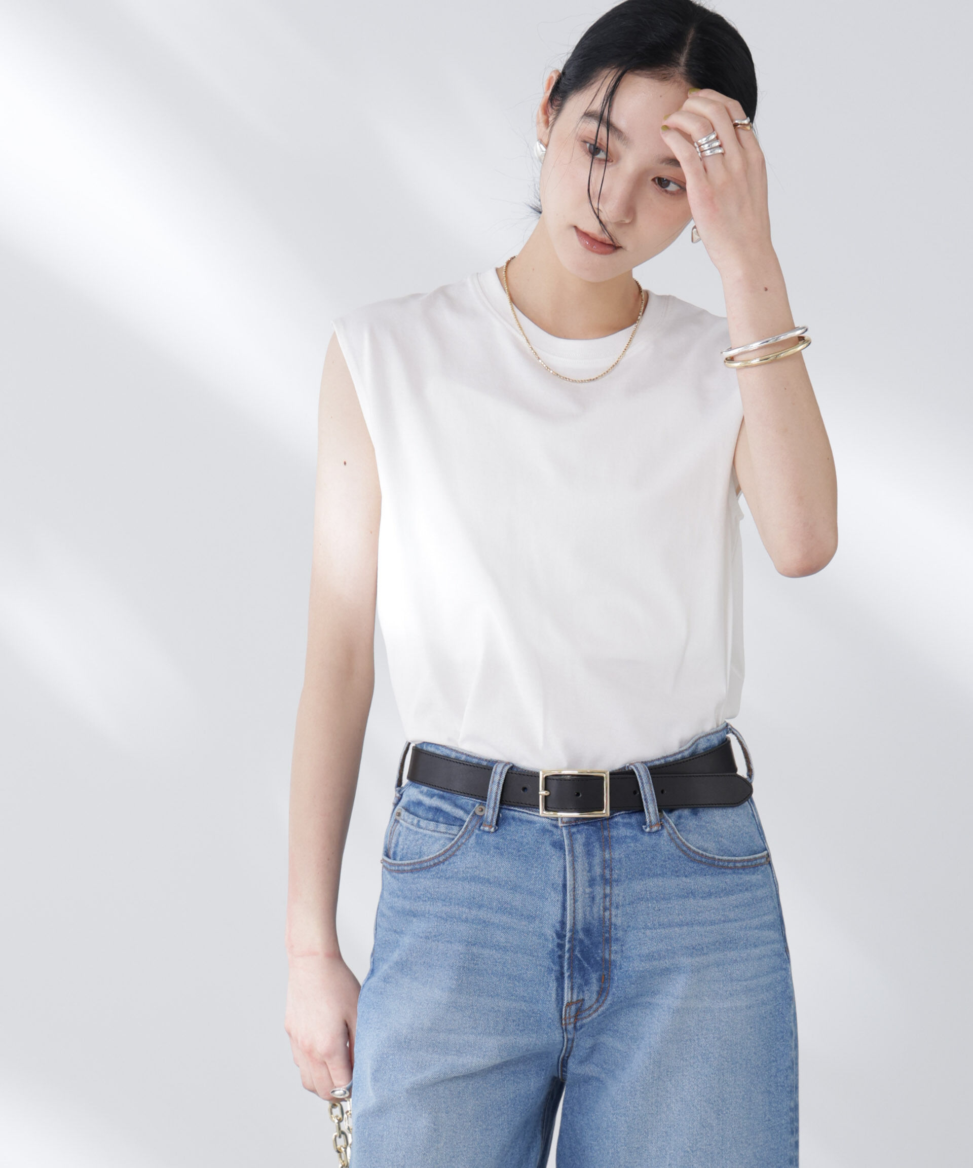 NANO universe「NANOFINE強撚コットンノースリーブトップス」|Tシャツ・カットソー|