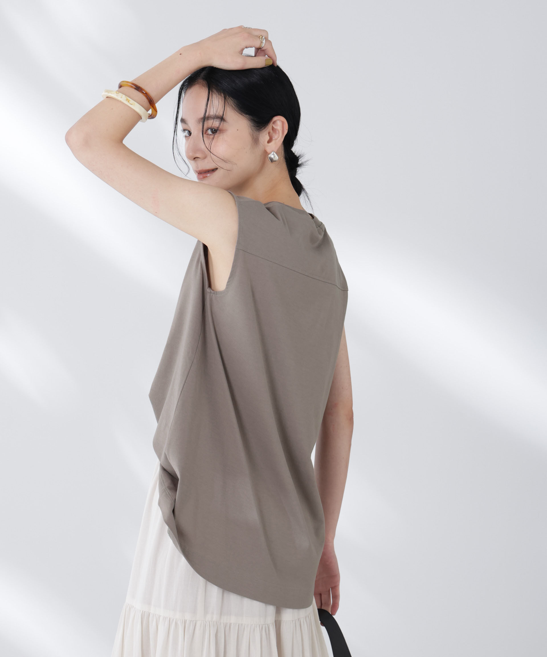 NANO universe「NANOFINE強撚コットンノースリーブトップス」|Tシャツ・カットソー|