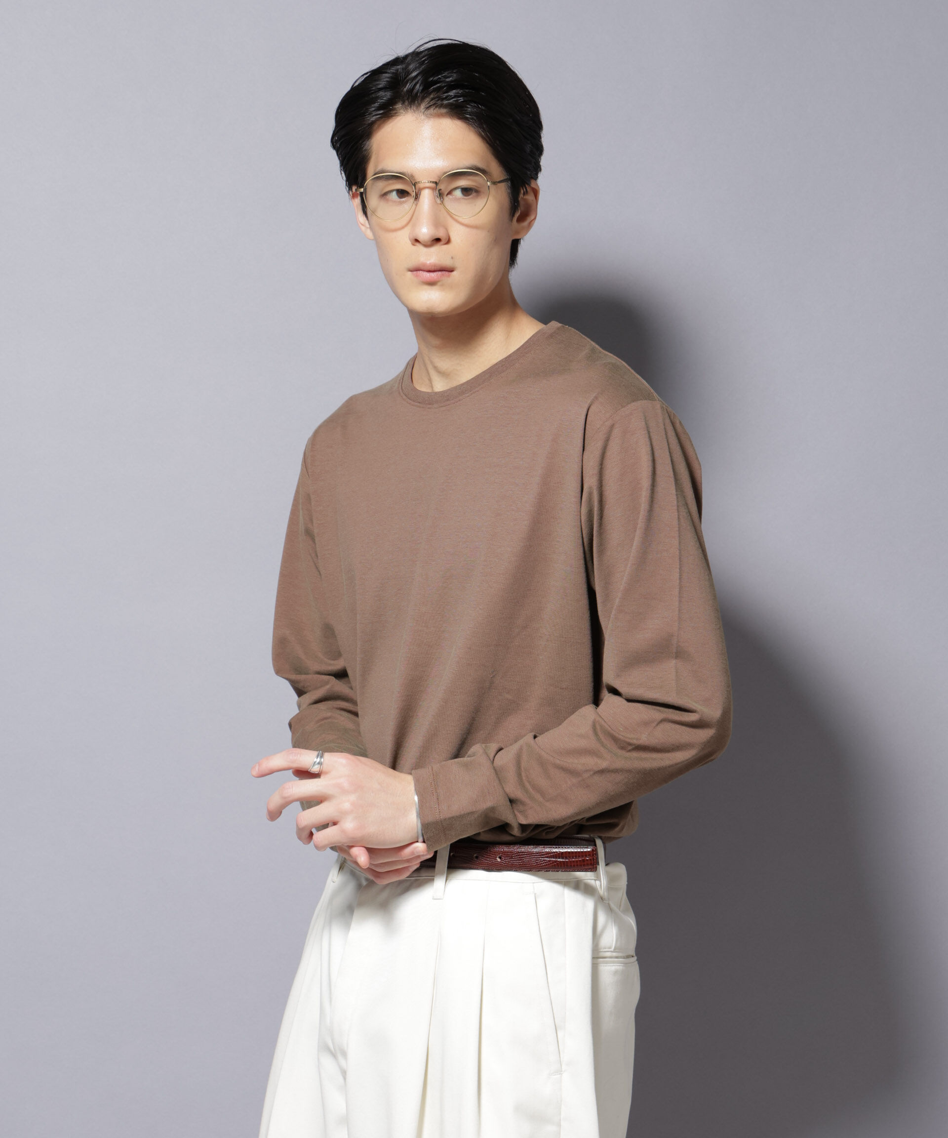 NANO universe「ソラーロライトストレッチクルーネックTシャツ 長袖」|Tシャツ・カットソー|
