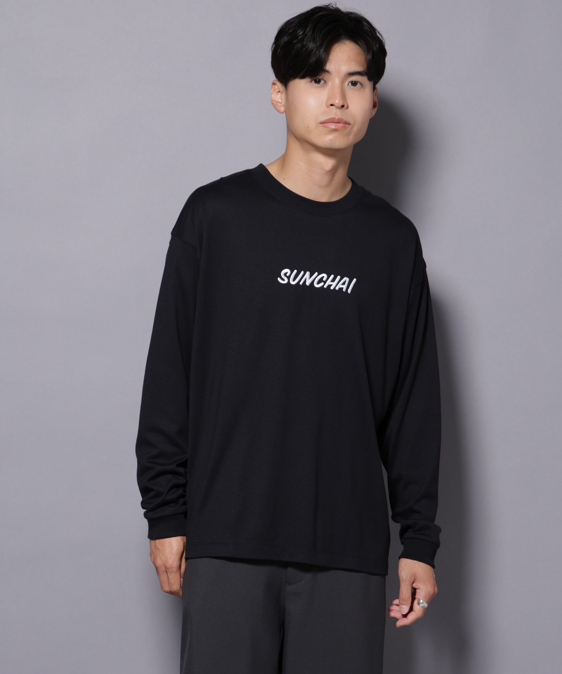 NANO universe「Anti Soaked(R)&times;SUNCHAI ロゴ刺繍 汗染み防止 Tシャツ長袖」|Tシャツ・カットソー|