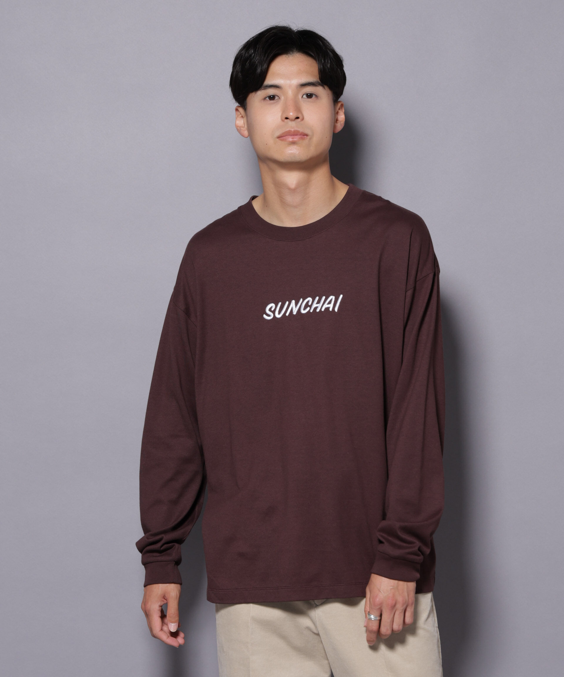NANO universe「Anti Soaked(R)&times;SUNCHAI ロゴ刺繍 汗染み防止 Tシャツ長袖」|Tシャツ・カットソー|